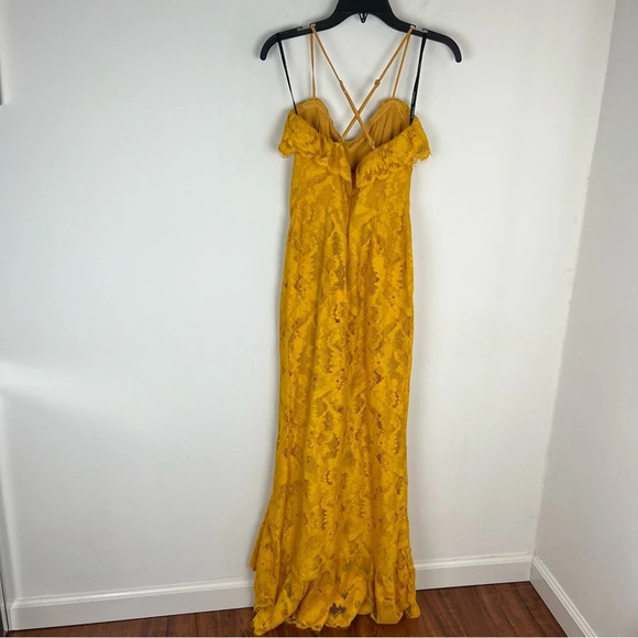 Majorelle Revolve Paisley Lace Maxi Dress in Gold Yellow Size XS - Picture 7 of 10